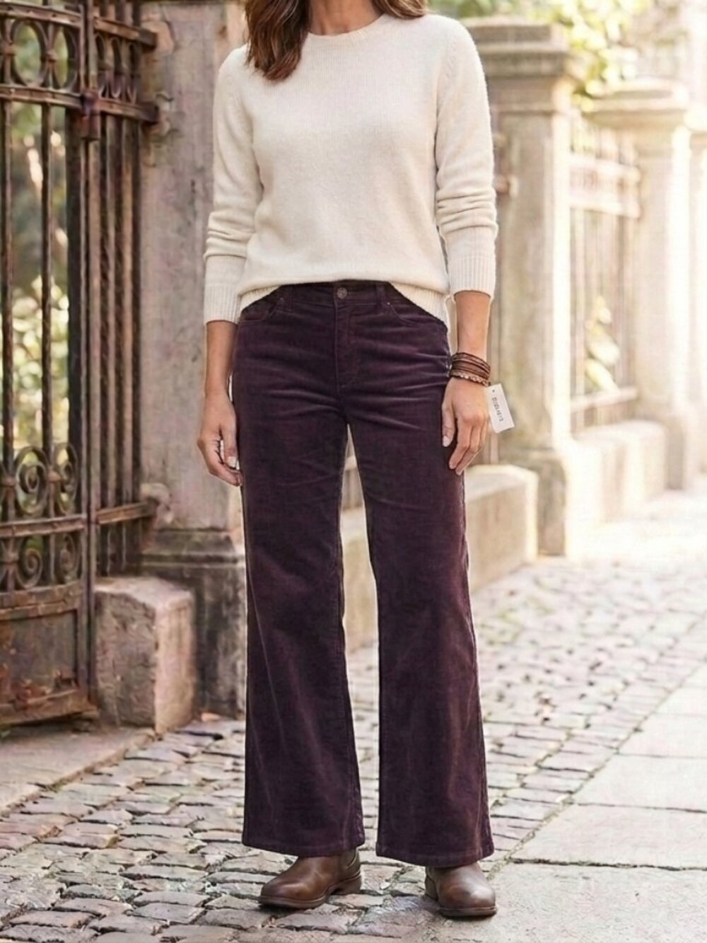 J.Crew Vintage Corduroy Bootcut Pants - Chocolate Brown Gold Button